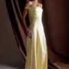 Jacinta One Shoulder Maxi Dress – Pastel Lemon