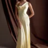 Jacinta One Shoulder Maxi Dress – Pastel Lemon