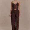 Jackie Longline Diamante Top – Chocolate Jackie Longline Diamante Top – Chocolate