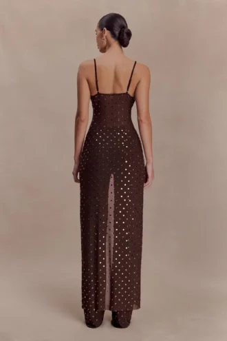 Jackie Longline Diamante Top – Chocolate