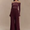 Jacqueline Pleated Wide Leg Pants – Mahogany Jacqueline Pleated Wide Leg Pants – Mahogany