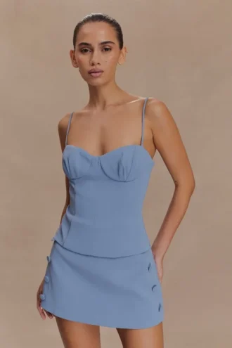 Jaime Spaghetti Strap Suiting Top – Ocean Blue
