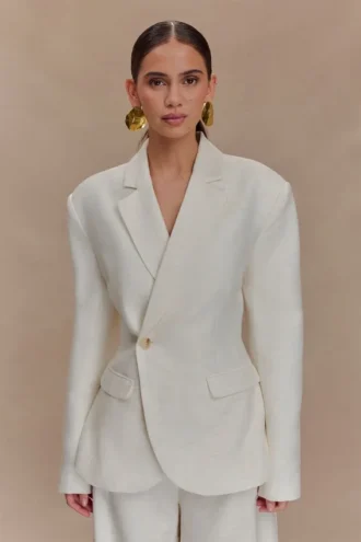 Jameson Cinched Linen Blazer – Oat Marle Jameson Cinched Linen Blazer – Oat Marle