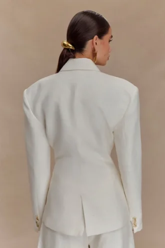 Jameson Cinched Linen Blazer – Oat Marle Jameson Cinched Linen Blazer – Oat Marle