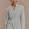 Jameson Cinched Suiting Blazer – Light Sage