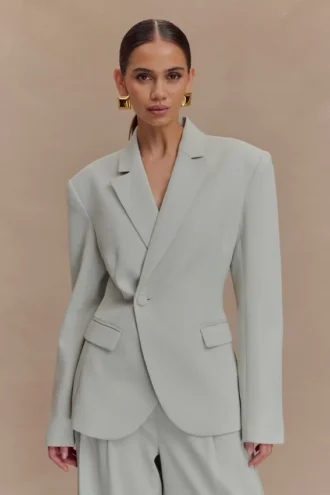 Jameson Cinched Suiting Blazer – Light Sage Jameson Cinched Suiting Blazer – Light Sage