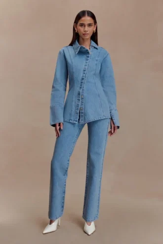 Janine High Waisted Straight Leg Jeans – Classic Blue