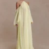 Janni Chiffon Maxi Dress With Hardware – Lemon Lime Janni Chiffon Maxi Dress With Hardware – Lemon Lime