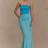 Jasiel Strapless Knit Maxi Dress – Cyan Blue Jasiel Strapless Knit Maxi Dress – Cyan Blue