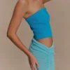 Jasiel Strapless Knit Maxi Dress – Cyan Blue Jasiel Strapless Knit Maxi Dress – Cyan Blue