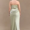 Jasmine Strapless Satin Maxi Dress – Sage Jasmine Strapless Satin Maxi Dress – Sage