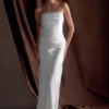 Jasmine Strapless Satin Maxi Dress – White Jasmine Strapless Satin Maxi Dress – White