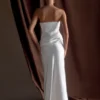 Jasmine Strapless Satin Maxi Dress – White Jasmine Strapless Satin Maxi Dress – White