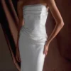 Jasmine Strapless Satin Maxi Dress – White Jasmine Strapless Satin Maxi Dress – White