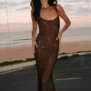 Jasmyn Hot Fix Maxi Dress With Mesh Back – Chocolate Jasmyn Hot Fix Maxi Dress With Mesh Back – Chocolate