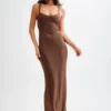 Jasmyn Hot Fix Maxi Dress With Mesh Back – Chocolate Jasmyn Hot Fix Maxi Dress With Mesh Back – Chocolate