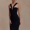 Jaylen Bandage Knit Maxi Dress – Black