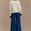 Jen Wide Leg Flare Denim Jeans – Dark Blue