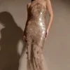 Jenny Hand Embellished Maxi Dress – Gold Jenny Hand Embellished Maxi Dress – Gold
