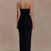 Jianna Strapless Mesh Maxi Dress – Black