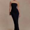 Jianna Strapless Mesh Maxi Dress – Black