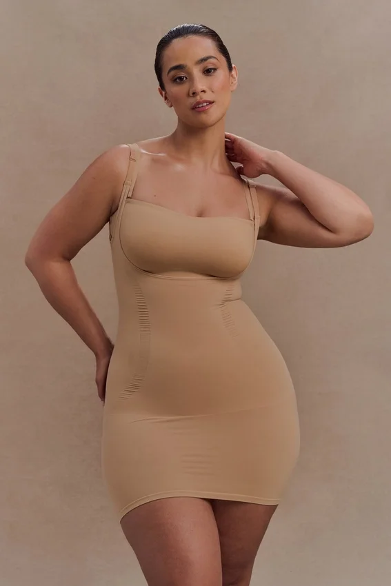 Jocelyn Backless Shapewear Mini Dress – Beige Jocelyn Backless Shapewear Mini Dress – Beige