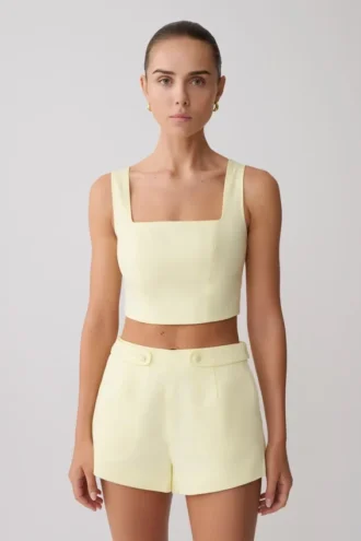 Josephine Crop Top With Open Back – Lemon