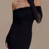 Josie Off Shoulder Mesh Maxi Dress – Black Josie Off Shoulder Mesh Maxi Dress – Black