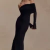 Josie Off Shoulder Mesh Maxi Dress – Black Josie Off Shoulder Mesh Maxi Dress – Black