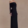 Josie Off Shoulder Mesh Maxi Dress – Black Josie Off Shoulder Mesh Maxi Dress – Black