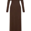 Josie Off Shoulder Mesh Maxi Dress – Dark Brown Josie Off Shoulder Mesh Maxi Dress – Dark Brown
