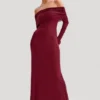 Josie Off Shoulder Mesh Maxi Dress – Wine Josie Off Shoulder Mesh Maxi Dress – Wine