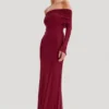 Josie Off Shoulder Mesh Maxi Dress – Wine Josie Off Shoulder Mesh Maxi Dress – Wine