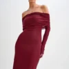 Josie Off Shoulder Mesh Maxi Dress – Wine Josie Off Shoulder Mesh Maxi Dress – Wine