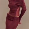 Judy Slinky And Mesh Off Shoulder Top – Wine Judy Slinky And Mesh Off Shoulder Top – Wine