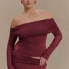 Judy Slinky And Mesh Off Shoulder Top – Wine Judy Slinky And Mesh Off Shoulder Top – Wine