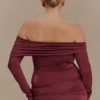 Judy Slinky And Mesh Off Shoulder Top – Wine Judy Slinky And Mesh Off Shoulder Top – Wine