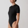 Junie Shortsleeve Cross-Over Bodysuit – Black Junie Shortsleeve Cross-Over Bodysuit – Black