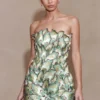 Juniper Hand Embroidered Floral Mini Dress – Gold/Teal