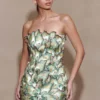Juniper Hand Embroidered Floral Mini Dress – Gold/Teal