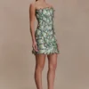 Juniper Hand Embroidered Floral Mini Dress – Gold/Teal
