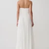 Juno Strapless Pleated Maxi Gown – White Juno Strapless Pleated Maxi Gown – White