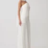 Juno Strapless Pleated Maxi Gown – White Juno Strapless Pleated Maxi Gown – White