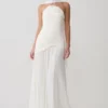 Juno Strapless Pleated Maxi Gown – White Juno Strapless Pleated Maxi Gown – White