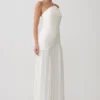 Juno Strapless Pleated Maxi Gown – White Juno Strapless Pleated Maxi Gown – White