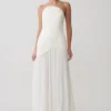 Juno Strapless Pleated Maxi Gown – White Juno Strapless Pleated Maxi Gown – White
