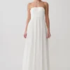 Juno Strapless Pleated Maxi Gown – White Juno Strapless Pleated Maxi Gown – White