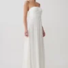 Juno Strapless Pleated Maxi Gown – White Juno Strapless Pleated Maxi Gown – White