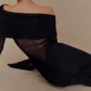 Kaitlin One Shoulder Slinky And Mesh Maxi Dress – Black Kaitlin One Shoulder Slinky And Mesh Maxi Dress – Black