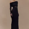 Kaitlin One Shoulder Slinky And Mesh Maxi Dress – Black Kaitlin One Shoulder Slinky And Mesh Maxi Dress – Black